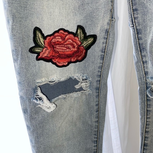 Rose Embroidered Denim - Picture 2 of 9